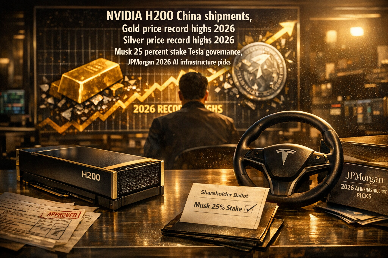 Nvidia H200 China Shockwave, Gold Silver Blowoff, Musk 25 Percent Power Grab