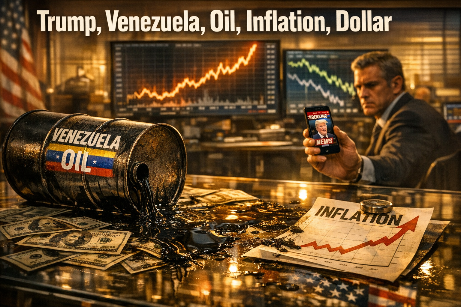 Trump Shock, Venezuela Strike Panic, Oil Surge, Dollar Spike, Defense Stocks Rip