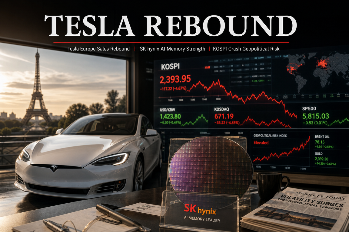 Tesla Europe Sales Shock, KOSPI Crash, SK Hynix Defies Slump